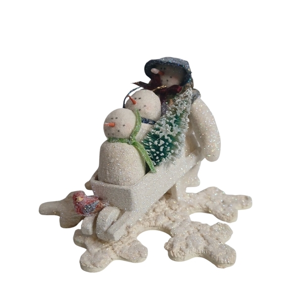 Collectable Creations Mini Snow Scenes- Sparkle Wheelbarrow Ride Christmas Decor - Picture 1 of 13
